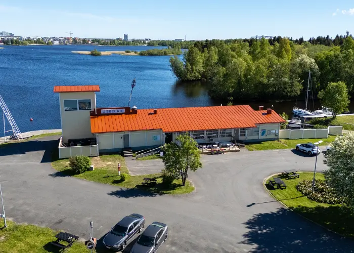 Seelarin merellinen tapahtumapaikka Oulun Hietasaaressa ilmasta kuvattuna